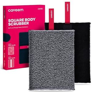 CAVEEM Exfoliërende lichaamsscrubber, dubbele textuur lichaamsscrubber voor het verwijderen van dode huidcellen, zachte en ruwe lichtgewicht vierkante spons voor de douche (2-pack)