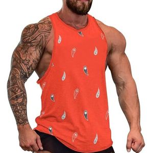 Rode Eenvoudige Paisley Heren Tank Top Grafische Mouwloze Bodybuilding Tees Casual Strand T-Shirt Grappige Gym Spier