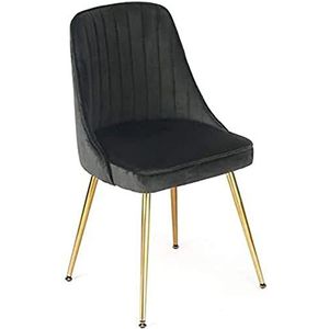 GEIRONV 1 stks moderne zachte fluwelen eetkamerstoel, metalen poten woonkamer stoelen cafe westerse restaurant onderhandelen rugleuning stoelen Eetstoelen (Color : Black, Size : 42x42x82cm)