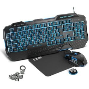 EMPIRE GAMING – Hellhounds PC Gaming Pack Enlgish – Keyboard Mouse Mousepad – Programmeerbare software – LED RGB Backlighting – 7200 DPI – Windows compatibel