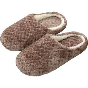 Dames herenpantoffels winter warm lang pluche zacht comfortabel katoenen schoenen paar slaapkamer harige dikke zool (Color : Coffee-C, Size : 40-41)
