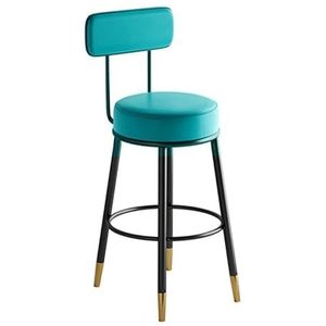 Barstoelen, moderne industriële leren barkruk, metalen frame barkruk met rugleuning en voetsteun, gestoffeerde zitting, geschikt for keuken, restaurant, bar, kantoorruimte (Color : Blue, Size : 40x4