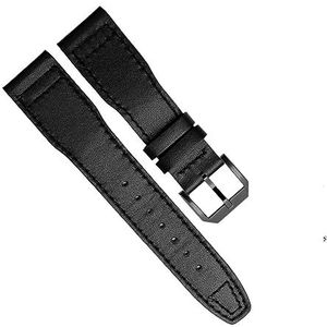 INSTR 20mm 21mm Kalf Lederen Horlogeband voor IWC Pilot Mark XVIII IW327004 IW377714 Horloge Band Bruin Zwart Mannen armband (Color : Black Line Black, Size : 21mm)