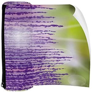 Potlood Case Pen Tas Houder met Rits Coin Organizer Tassen Make-up Cosmetische Pouch voor Vrouwen Tiener Meisjes Jongens Kinderen, Paars Blauweregen Bloem Glanzend Zonlicht