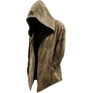 MYZTTZR Viking Heren Cardigan met Capuchon Noorse Mythologie 3D Tattoo Odin Herfst Jas Valhalla Cadeau,Viking dragon,4XL