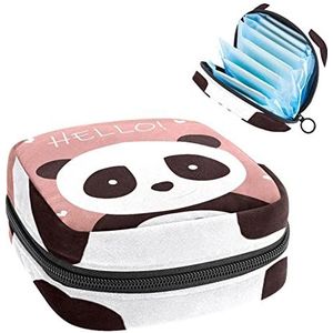 Periode Pouch Draagbare Tampon Opbergtas,Tampon Houder voor Portemonnee Vrouwelijke Product Organizer,Mooie Panda Hello-01, Meerkleurig, 4.7x6.6x6.6 in/12x17x17 cm