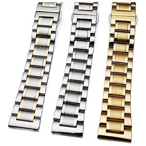RVS Horloge Band Strap 12/14/16/18/19/20 / 21/22/23 / 24mm Heren Solid Metal Armband Silver Zwart Gold Compatibel met Quartz Watch (Color : Silver rose gold, Size : 12mm)