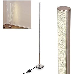 LED-bodemlamp Strip van metaal in mat nikkel, verstelbare vloerlamp met glinstereffect, 1 x 7,8 Watt, 900 lumen, lichtkleur 3000 Kelvin (warm wit), vloerlamp met voetschakelaar op de kabel