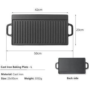 griddle pan for stove top Bakplaat for kookplaat, gietijzeren platte koekepan en omkeerbare grillpan for kookplaat, buitencamping gietijzeren grillpan, anti-aanbak camping draagbaar kookgerei (Color