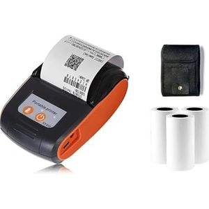 Mini Thermische Kassabon POS-printer Draadloos Bluetooth 58 Mm Draagbaar Ticket Factuur Factuur Zakelijk Detailhandel Met 3 Rollen Helder Afdrukken(Orange)