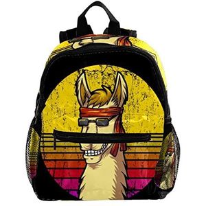 Cool Alpaca Llama Retro Sunrise Leuke Mode Mini Rugzak Pack Tas, Meerkleurig, 25.4x10x30 CM/10x4x12 in, Rugzak Rugzakken