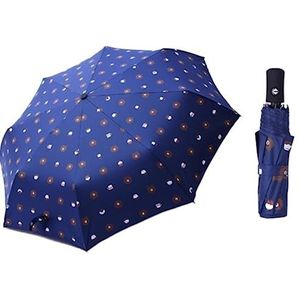 Paraplu Stormparaplu Paraplu Volautomatische Paraplu Zonnebrandcrème Anti-Uv Paraplu Drievoudig Cartoon Regenparaplu Opvouwbaar Waterdichte Paraplu(Color:Blue)