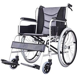 Rolstoelen Opvouwbare opvouwbare rolstoel Voor- en achterhandrem Dubbele bescherming Trolley-scooter voor ouderen Gehandicapte rolstoel, grijs