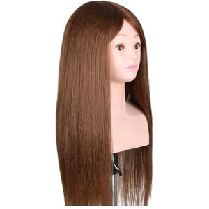 Trainingshoofd Mannequin met Schouder 24'' 80% Echt Haar Kapsels Kapper Oefenhoofd Vlechthoofd(80Real Hair Brown)