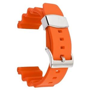22mm Fit for Seiko Prospex SKX007 Tonijn Sumo Schildpad Metalen Ring Rubber Horlogeband Duiken Sport Siliconen Vervanging Horloge armband (Color : Orange-silver buckle, Size : 22mm)