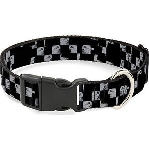 Buckle-Down Kunststof Clip Kraag - Scribble Checker Zwart/Wit - 1/2"" Breed - Past 8-12"" Nek - Medium
