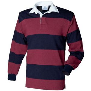 Front Row - Rugby Poloshirt - Bordeaux/Marineblauw - Lange Mouwen
