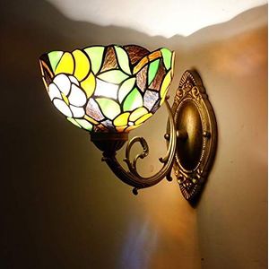 Tiffany -Stijl Wandlampen, 20 Cm Getint Glazen Wandlamp, Metalen Basis, LED -Wandlamp Victorians Voor Lounge Corridor Slaapkamer Bedlamp