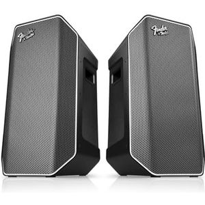 Teufel Fender x Rockster Air 2 Draagbare bluetooth-speaker, stereo-set, krachtige mobiele evenementspeaker, tot 58 uur accu, powerbank, instrumentenaansluitingen, DJ, micro (Black & Steel)