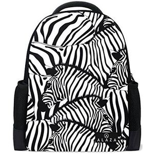 Mijn dagelijkse Zebra zwart witte strepen rugzak 14 inch Laptop Daypack Bookbag voor Travel College School