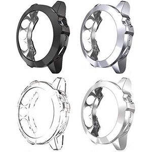 Tencloud Beschermende hoesjes compatibel met Garmin Fenix 5X plus beschermhoes zachte TPU vergulde hoes rondom bumper shell smart watch accessoires voor Fenix 5X/Fenix 5X plus (4 stuks)