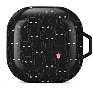 Zwarte kat oordopjes hoesje compatibel met Samsung hard shell beschermhoes zwart-stijl