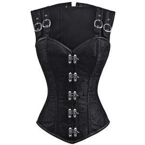 Women'S Bustier Corset Top - Bustier Corset Steampunk Clothing Women Top Plus Size Vintage Outerwear Corselet Overbust Costume Red Black,Black,L
