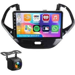 Android 14.0 2 Din Autoradio 9"" Touchscreen Auto Stereo voor Ford Figo 2015-2018 met Draadloze Carplay Android Auto GPS navigatie AHD Omgekeerd beeld Stuurwielbediening(S-1(2G+32G))