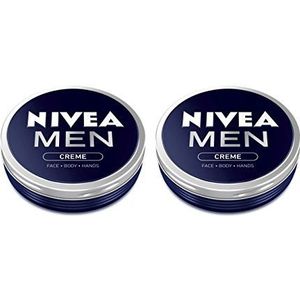 2x Nivea Men Cream Face Hand Body Moisturiser Dry Skin 75ml TIN Nivea