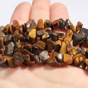 Natuurlijke chips grindsteen onregelmatige aquamarijnen amethisten granaten kralen voor sieraden maken DIY armband ketting accessoires-geel tijgeroog-5-8 mm 16 inch
