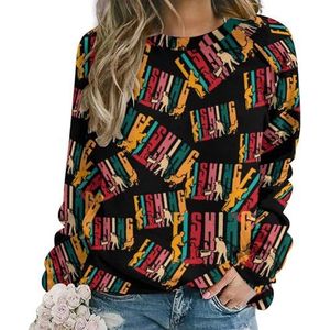 Vissen Retro Vintage Nieuwigheid Sweatshirt Voor Vrouwen Ronde hals Top Lange Mouw Trui Casual Grappig