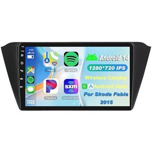 Android 15 2 Din Autoradio 9in Auto Stereo voor Skoda Fabia 2015 met Draadloze Carplay Android Auto Bluetooth GPS Navigatie FM Radio WIFI Stuurwielbediening(W-5(4G+64G))