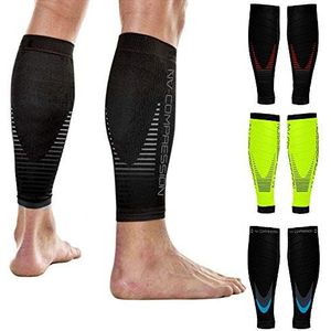NV Compression Race and Recover Compressiesleeve, voetloos, kuitsteun, zwart/blauw, L-XL