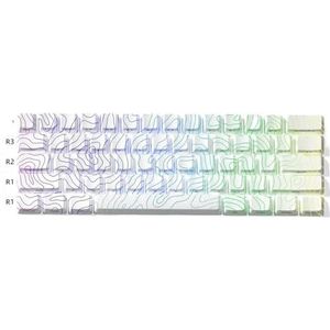 QPSJXN IMD-Tech 61/84/118 Topografische keycapset OEM-profiel, shine-through-design, toetsenbordaccessoires (wit, 61 toetsen)