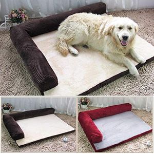 HaiMa Pet Mat Zachte Warme Orthopedische Hond Memory Foam Bed Mat Met Verwijderbare Cover S /M/L/Xl - L Rood