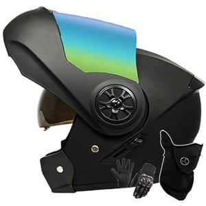 Motorhelm Systeemhelm Modulaire Helm Geïntegreerde Motorhelm Met Dubbel Vizier DOT/ECE-Gecertificeerde Bromfiets-Scooterhelm Voor Volwassenen Dames Heren D,M/57-58CM