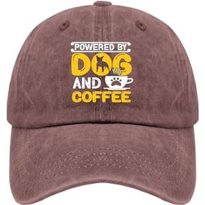Papa hoed aangedreven door honden en koffie truckerhoed voor mannen vintage gewassen katoen verstelbaar voor joggen geschenken, Wijn Rood, one size