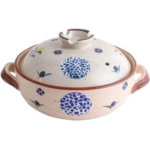 Stoofpot Braadpan Gerechten, Japanse Klei Pot Hot Pot Keramische Donabe Braadpan Aardewerk Klei Pot, Hoge Temperatuur Weerstand Met Deksel Rond Keramisch Kookgerei,1.5L (Size : 2.5L)