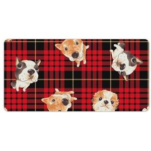 Hond op Buffalo Plaid Mode Bureau Muismat Antislip Gaming Muismat Accessoires Decor 30x60cm