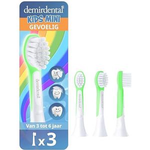 3 stucks demirdental for Kids Opzetborstel geschikt voor Philips Sonicare sonische tandenborstels voor kinderen vanaf 3 jaar, HX6033 HX6034, Mini, Groen