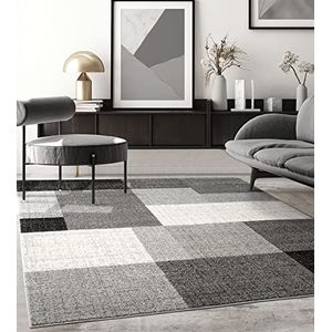 Modern design woon- of slaapkamer tapijts-sGeometrische patronen - Tegels - Grijs 160x220s-sBinnen - The Carpet PEARL