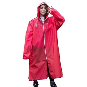 KCLONAZS Regenponcho voor dames, waterdicht, lichtgewicht, herbruikbare regenjas met capuchon en mouwen, regencape voor fiets Moto (kleur: rood, maat: XXL)