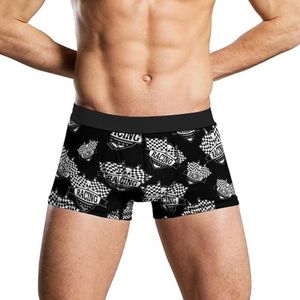 Geruite vlaggen raceauto vlag heren boxerslips zacht ondergoed stretch tailleband trunks panty