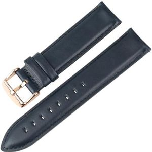 YingYou Mode Lederen Horlogeband Wit Met Roségouden Sluiting Horlogeband 16 Mm 17 Mm 18 Mm 20 Mm Compatibel Met DW-horlogeband (Color : Blue-RG, Size : 16mm)