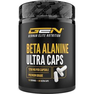Beta Alanine Ultra Caps - 365 capsules - Hooggedoseerd met 1250 mg per capsule - Beta Alanine aminozuur met 99% zuiverheid - Zonder ongewenste toevoegingen