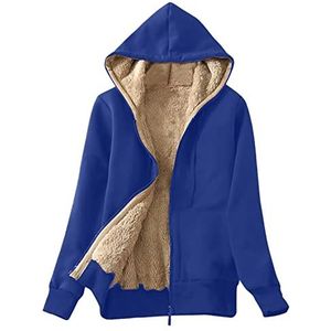 Dames hoodies mantel oversized vintage wintertrui winter warm jack fleece gevoerd sweatshirt met capuchon ritssluiting bovenstuk rits capuchon winter, blauw, Large,