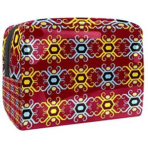 Waterdichte cosmetische tassen, Rode abstracte geometrische patroon reizen cosmetische tassen, multifunctionele draagbare make-up tassen, reizen cosmetische tas organizer voor vrouwen