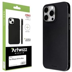 Artwizz TPU Case beschermhoes compatibel met iPhone 15 Pro Max, elastische hoes, krasbestendig, ultradun, mat zwart