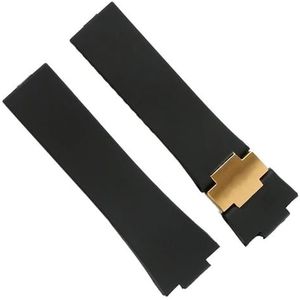 dayeer Waterdichte rubberen horlogeband voor Ulysse-Nardin MARINE horlogeband Man Sport horlogeband armband (Color : Black rgold strap, Size : 25 * 12mm)