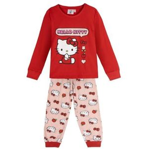 Hello Kitty Meisjespyjama, lange mouwen, maat 116-140, rood, 110